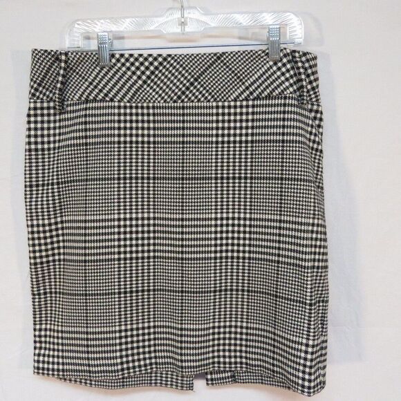 Maurice's Black White Plaid Pencil Skirt Office Career Business Casual Sz 11/12 - Picture 1 of 3
